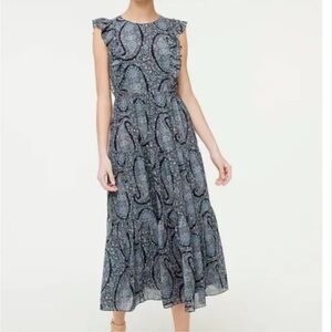 J. Crew Navy Paisley Midi Dress